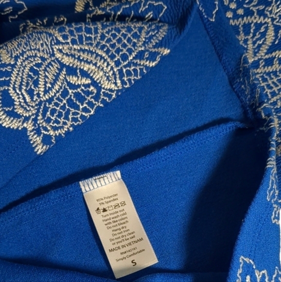 Lularoe Royal Blue Silver Floral A-Line Pencil Cassie Skirt Yoga Size Small - Picture 7 of 11